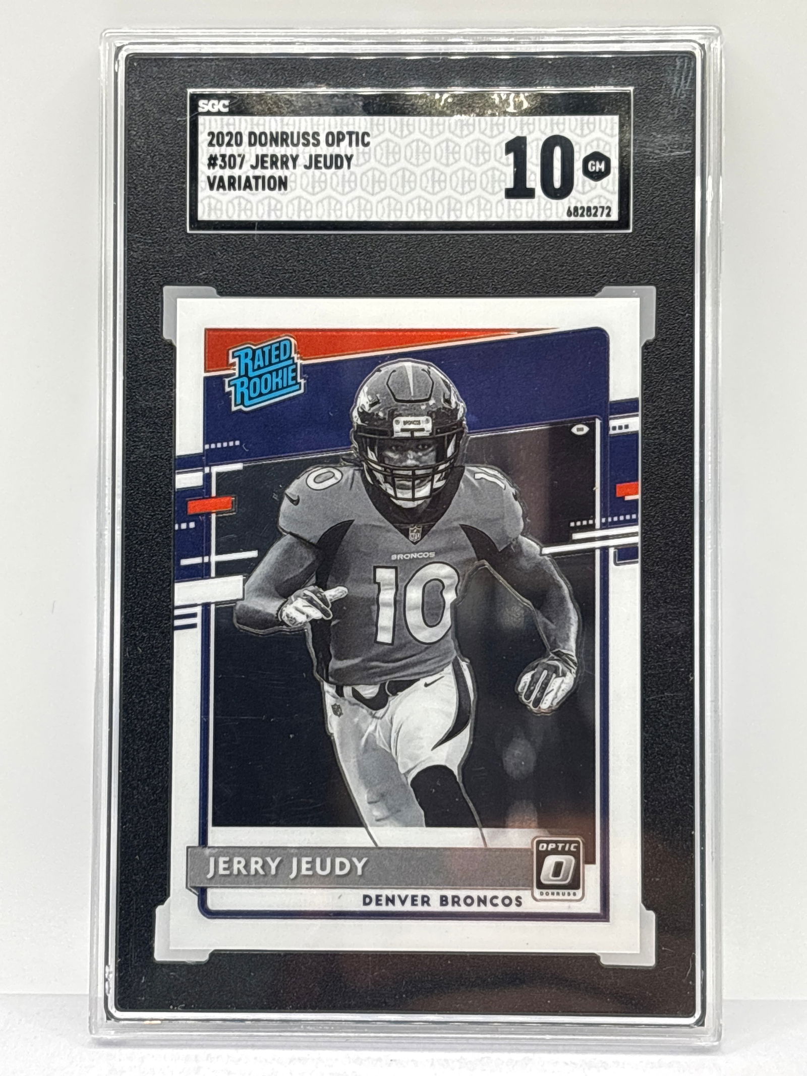 2020 PANINI DONRUSS OPTIC JERRY JEUDY VARIATION RATED ROOKIE CARD GRADED SGC GEM MINT 10 (1 of 3)