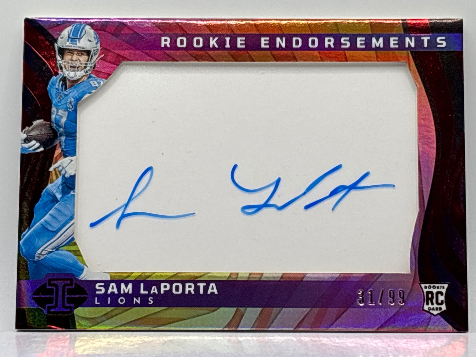 31/99!! 2023 PANINI ILLUSIONS ROOKIE ENDORSEMENTS SAM LAPORTA ON-CARD AUTOGRAPHED ROOKIE CARD (1 of 8)