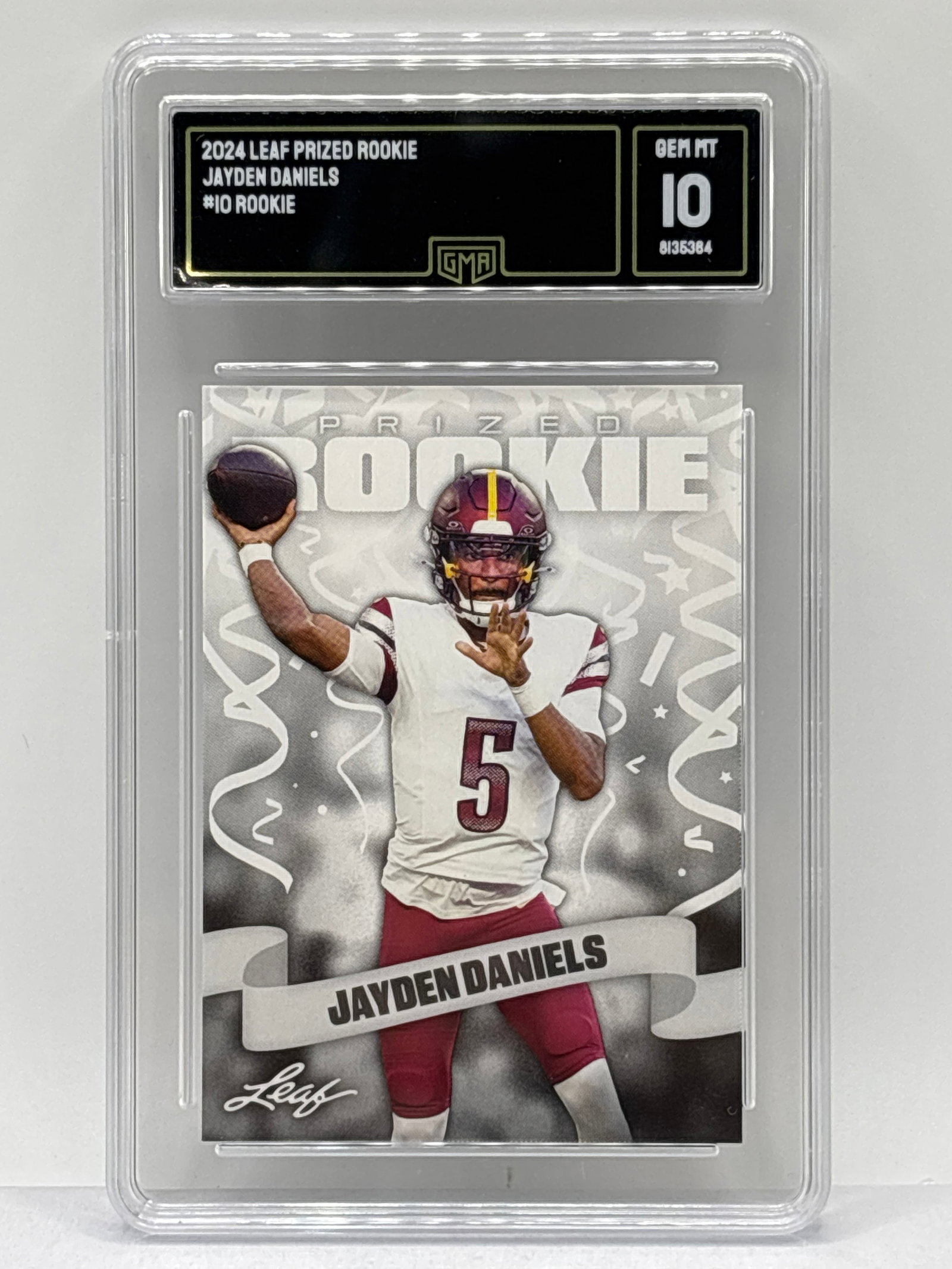 2024 LEAF PRIZED ROOKIE JAYDEN DANIELS ROOKIE CARD GRADED GMA GEM MINT 10 (1 of 3)