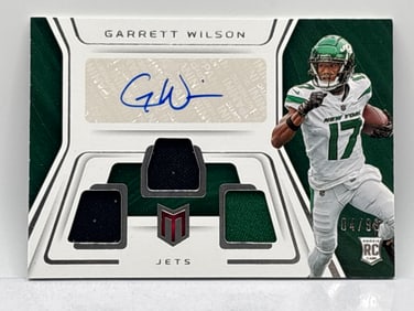 4/99!! 2022 PANINI CHRONICLES MOMENTUM GARRETT WILSON RPA TRIPLE PATCH AUTOGRAPHED ROOKIE CARD