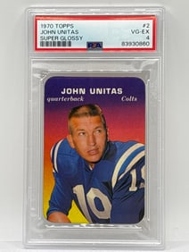 1970 TOPPS #2 HOF JOHN UNITAS SUPER GLOSSY GRADED PSA VG-EX 4