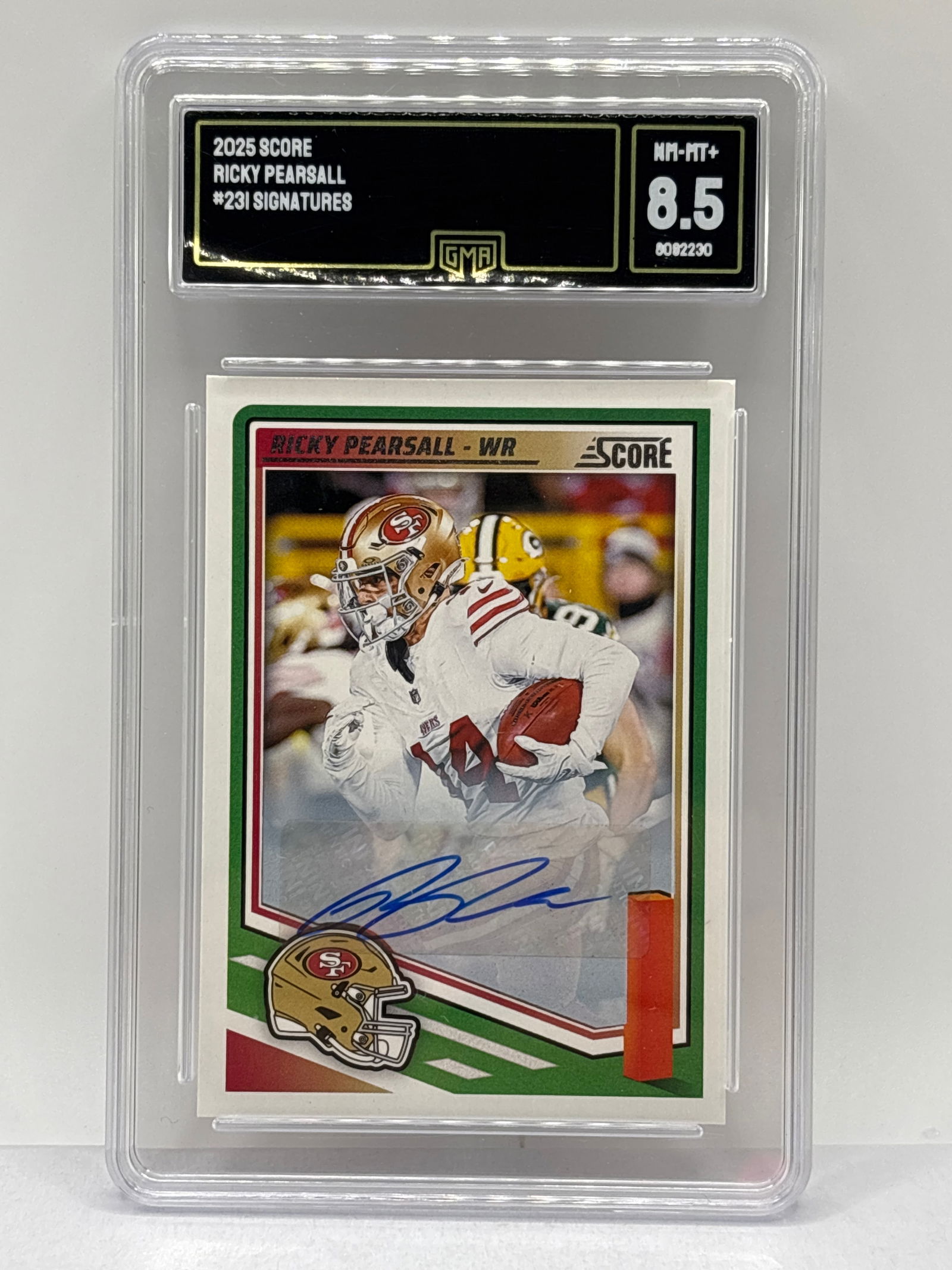 2025 PANINI SCORE RICKY PEARSALL AUTOGRAPHED ROOKIE CARD GRADED GMA NM-MT+ 8.5 (1 of 3)