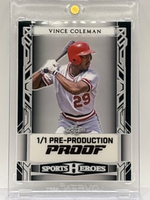 1/1!! VINCE COLEMAN LEAF SPORTS HEROES 1/1 PRE-PRODUCTION PROOF