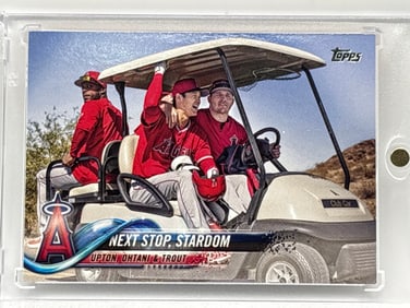 2018 TOPPS UPDATE SERIES NEXT STOP STARDOM UPTON, TROUT & OHTANI ROOKIE CARD