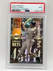 POP 7!! 1995 DONRUSS BARRY BONDS LONG BALL LEADERS INSERT 7 OF 8 GRADED PSA MINT 9
