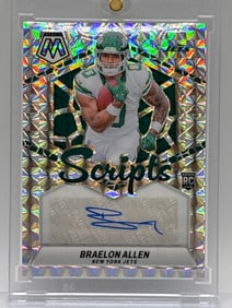 2024 PANINI MOSAIC SCRIPTS BRAELON ALLEN SILVER PRIZM HOLO AUTOGRAPHED ROOKIE CARD