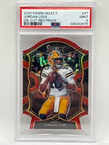 2020 PANINI SELECT JORDAN LOVE DIE-CUT RED PRIZM HOLO CONCOURSE ROOKIE CARD GRADED PSA MINT 9