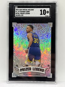 2/25!! 2023 LEAF SPECIAL RELEASE STEPHEN CURRY METAL PRIZED WINNER SILVER GRADED SGC GEM MINT 10