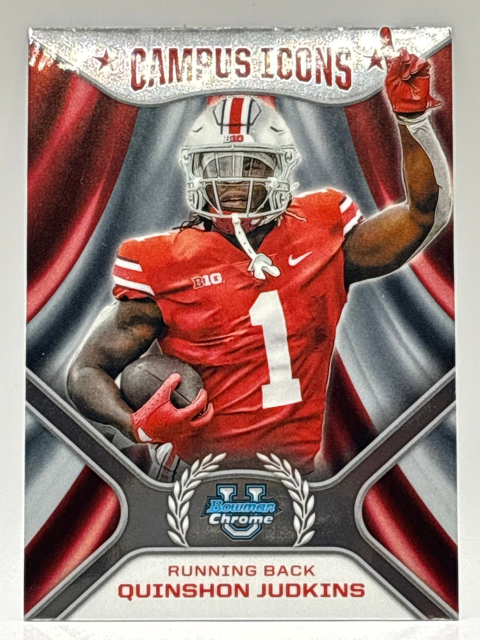 2024 BOWMAN UNIVERSITY CHROME QUINSHON JUDKINS CAMPUS ICONS INSERT ROOKIE CARD (1 of 2)