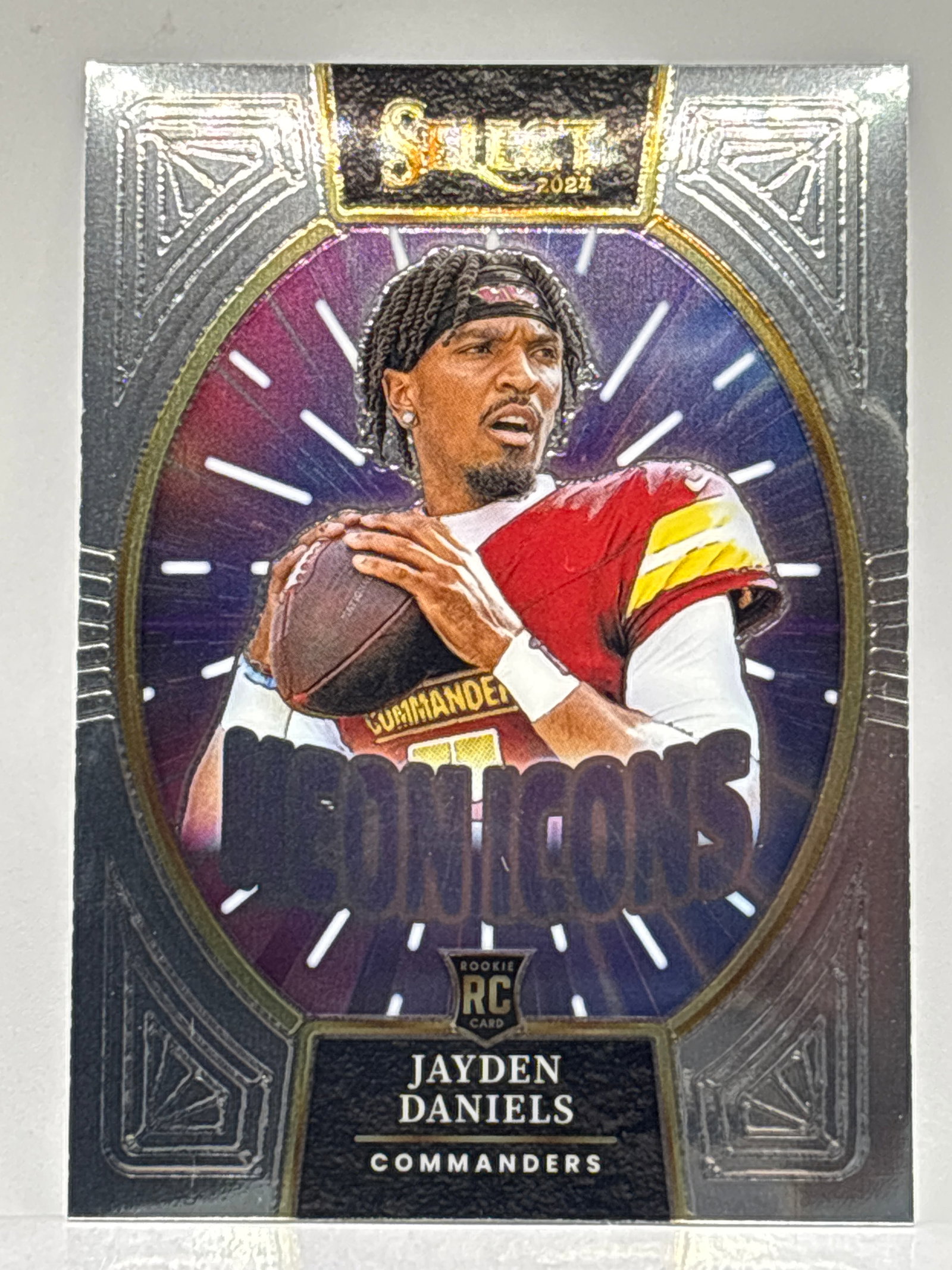 2024 PANINI SELECT JAYDEN DANIELS NEON ICONS ROOKIE CARD: 2024 PANINI SELECT JAYDEN DANIELS NEON ICONS ROOKIE CARD