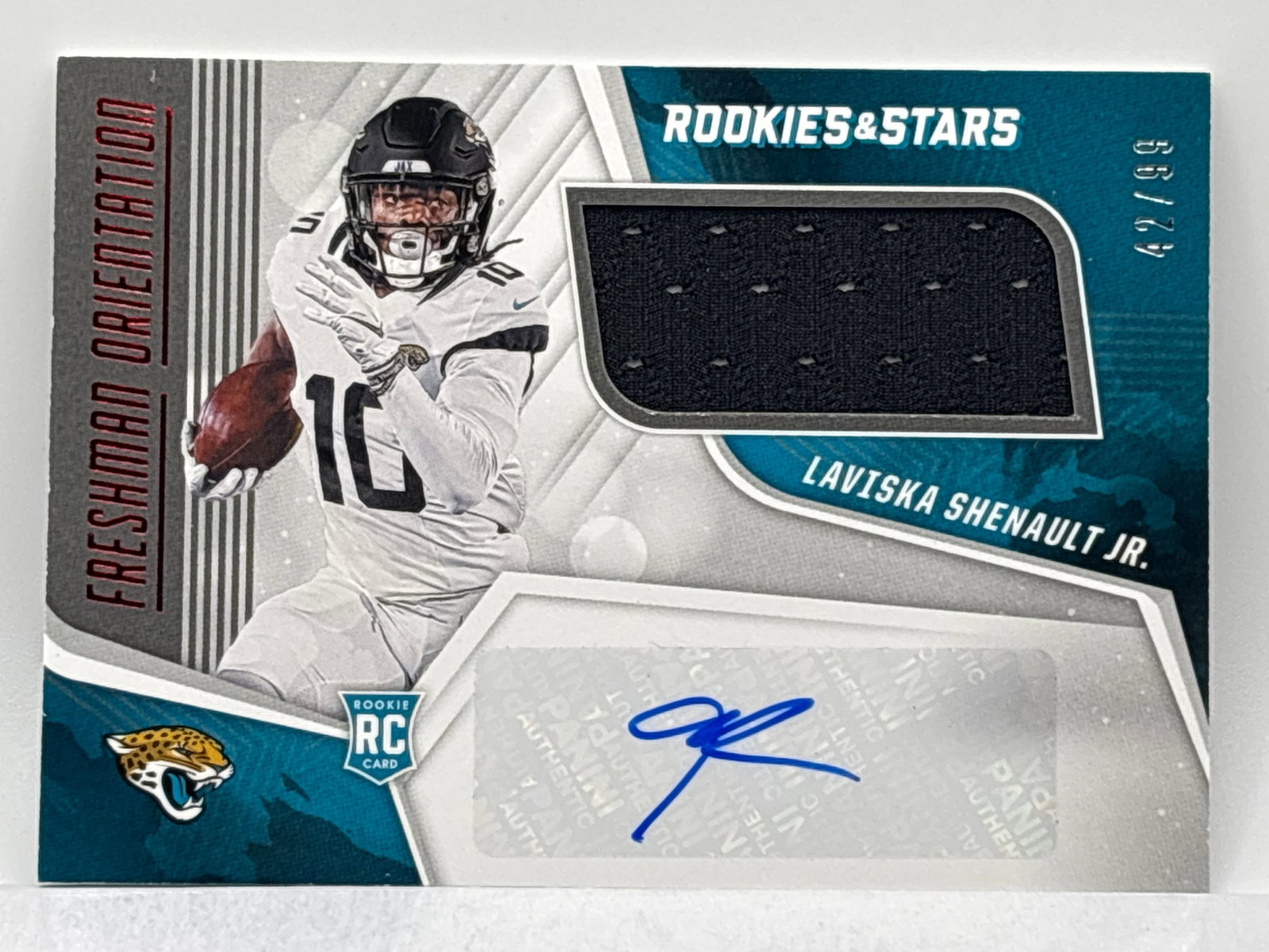 42/99!! 2020 PANINI ROOKIES & STARS FRESHMAN ORIENTATION LAVISKA SHENAULT RPA AUTHENTIC MEM AUTO RC: 42/99!! 2020 PANINI ROOKIES & STARS FRESHMAN ORIENTATION LAVISKA SHENAULT RPA AUTHENTIC MEM AUTO RC