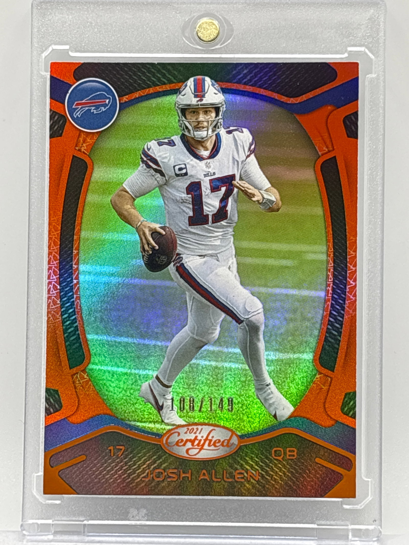 108/149!! 2021 PANINI CERTIFIED JOSH ALLEN ORANGE MIRROR: 108/149!! 2021 PANINI CERTIFIED JOSH ALLEN ORANGE MIRROR