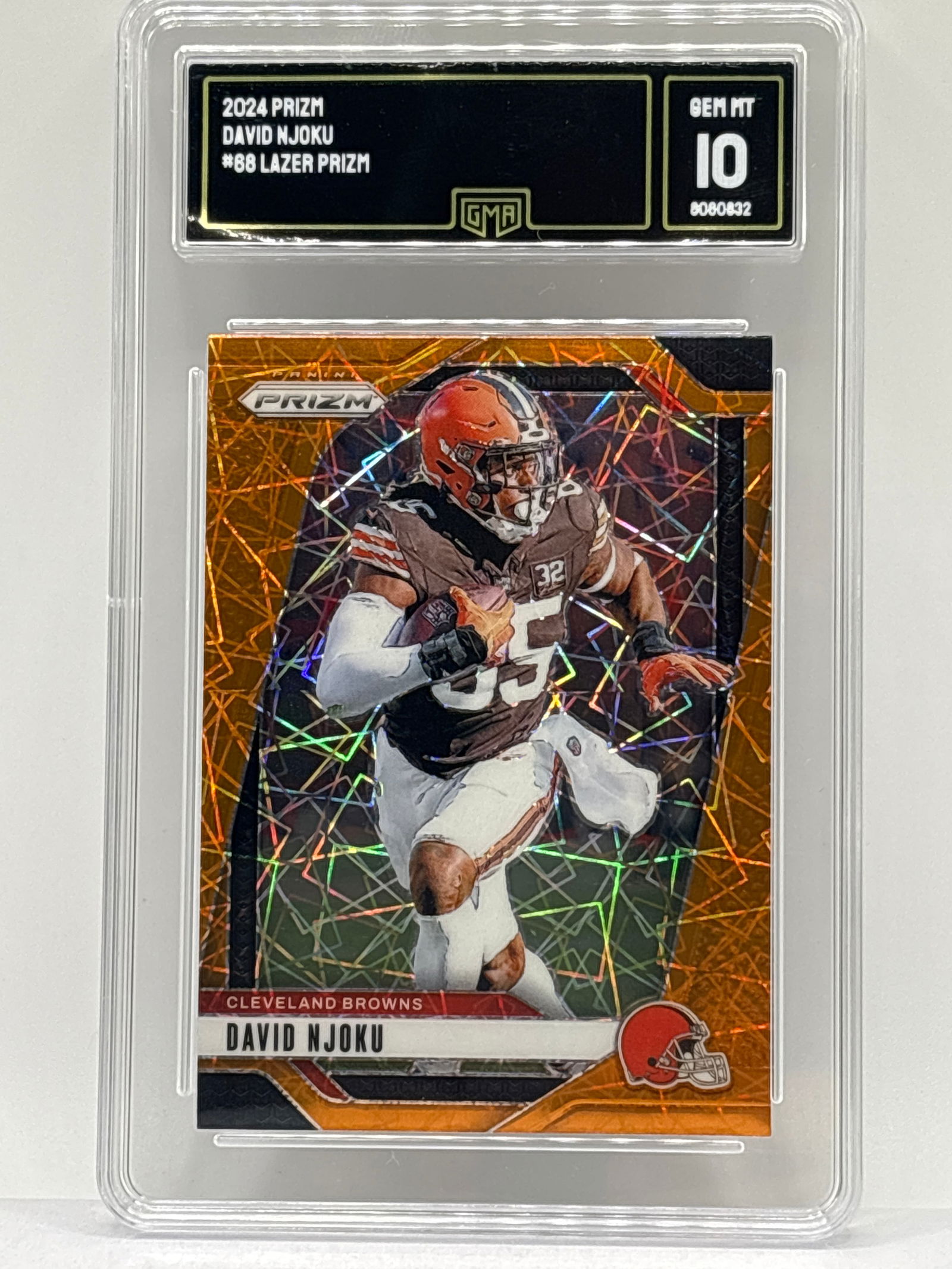 2024 PANINI PRIZM DAVID NJOKU ORANGE LAZER PRIZM HOLO GRADED GMA GEM MINT 10 (1 of 2)