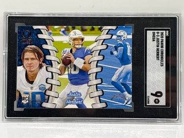 2020 PANINI CHRONICLES JUSTIN HERBERT OMEGA ROOKIE CARD SGC MINT 9