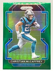 2021 PANINI PRIZM CHRISTIAN MCCAFFREY GREEN PRIZM HOLO