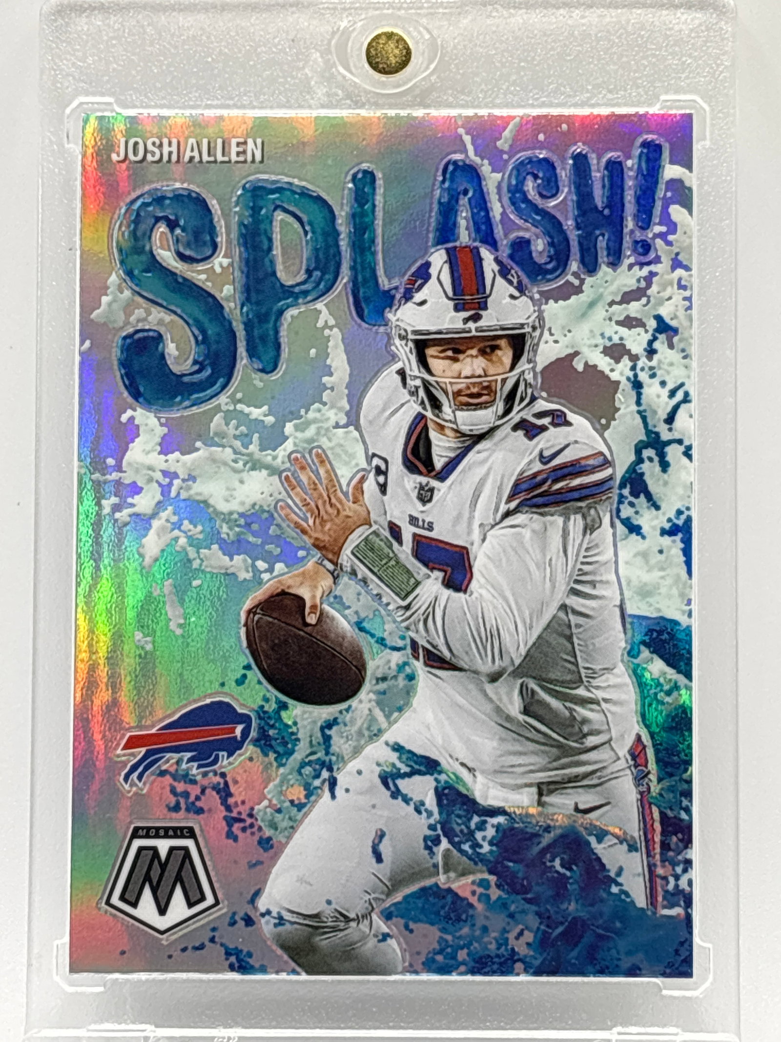 2023 PANINI MOSAIC JOSH ALLEN SILVER SPLASH! PRIZM HOLO INSERT (1 of 3)