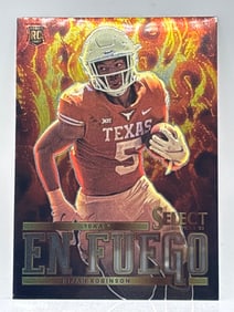 2023 PANINI SELECT DRAFT PICKS BIJAN ROBINSON EN FUEGO INSERT ROOKIE CARD