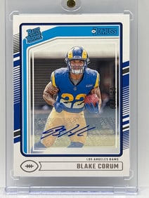2024 PANINI DONRUSS BLAKE CORUM RATED ROOKIE AUTOGRAPHED ROOKIE CARD