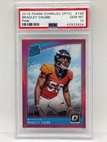 2018 PANINI DONRUSS OPTIC BRADLEY CHUBB PINK PRIZM HOLO RATED ROOKIE CARD GRADED PSA GEM MINT 10