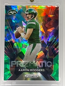 2023 PANINI PRIZM AARON RODGERS PRIZMATIC GREEN CRYSTALS PRIZM HOLO SO