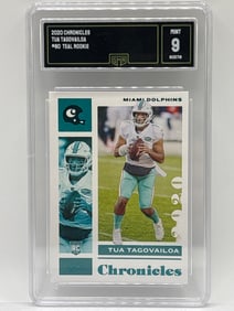 2020 PANINI CHRONICLES TUA TAGOVAILOA TEAL ROOKIE CARD GRADED GMA MINT 9