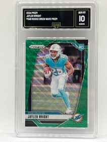 2024 PANINI PRIZM JAYLEN WRIGHT GREEN WAVE PRIZM HOLO ROOKIE CARD GRADED GMA GEM MINT 10