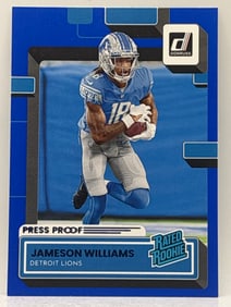 2022 PANINI DONRUSS PRESS PROOF JAMESON WILLIAMS BLUE RATED ROOKIE CARD
