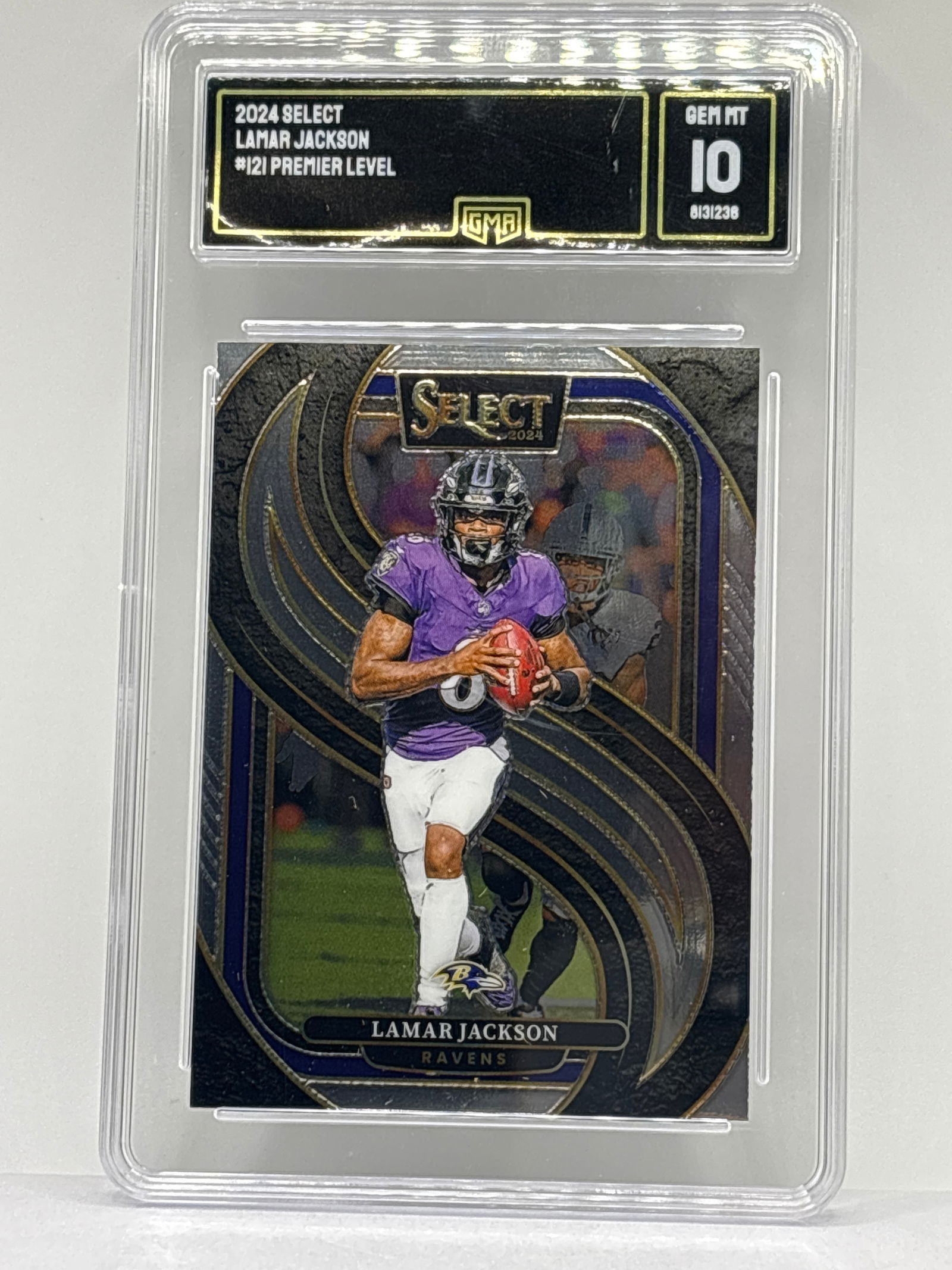 2024 PANINI SELECT LAMAR JACKSON PREMIER LEVEL GRADED GMA GEM MINT 10 (1 of 3)