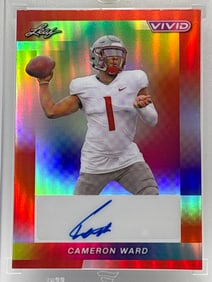 RARE 1/8!!  2024 LEAF VIVID RED CAM WARD AUTOGRAPHED ROOKIE CARD