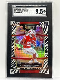 22022 PANINI SELECT DRAFT PICKS JONATHAN TAYLOR ZEBRA PRIZM HOLO SGC 9.5