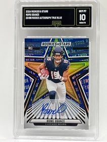 23/99!! 2024 PANINI ROOKIES & STARS ROME ODUNZE TRUE BLUE AUTOGRAPHED ROOKIE CARD GMA GEM MINT 10