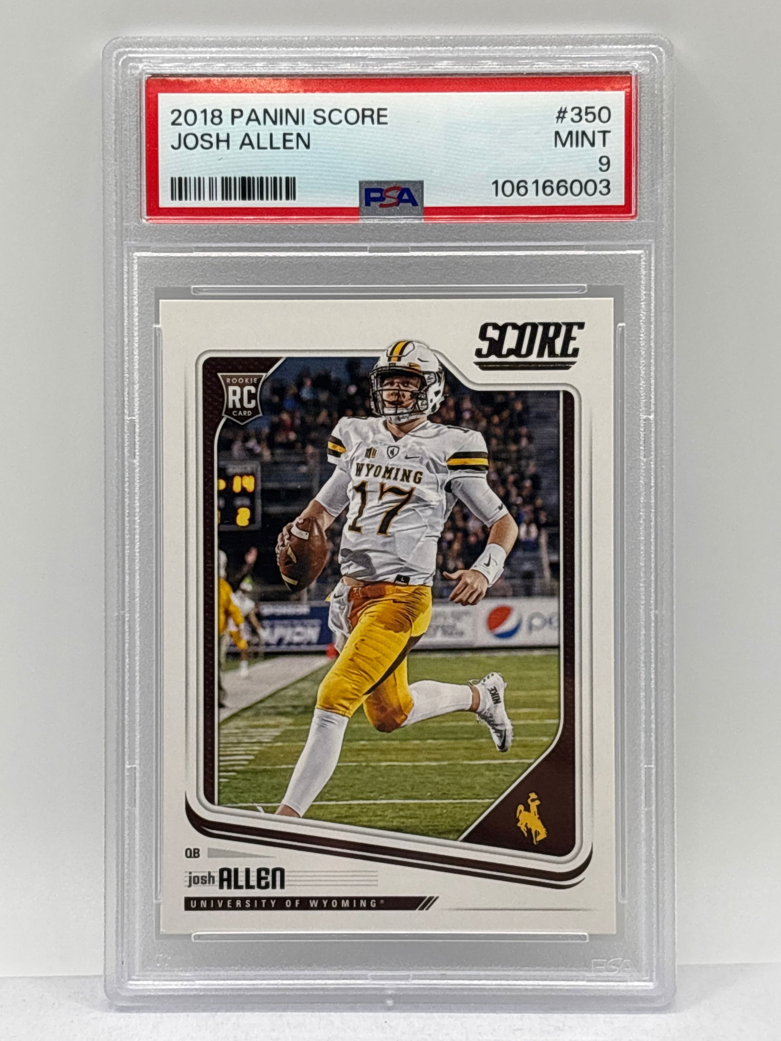 2018 PANINI SCORE #350 JOSH ALLEN ROOKIE CARD GRADED PSA MINT 9 (1 of 3)