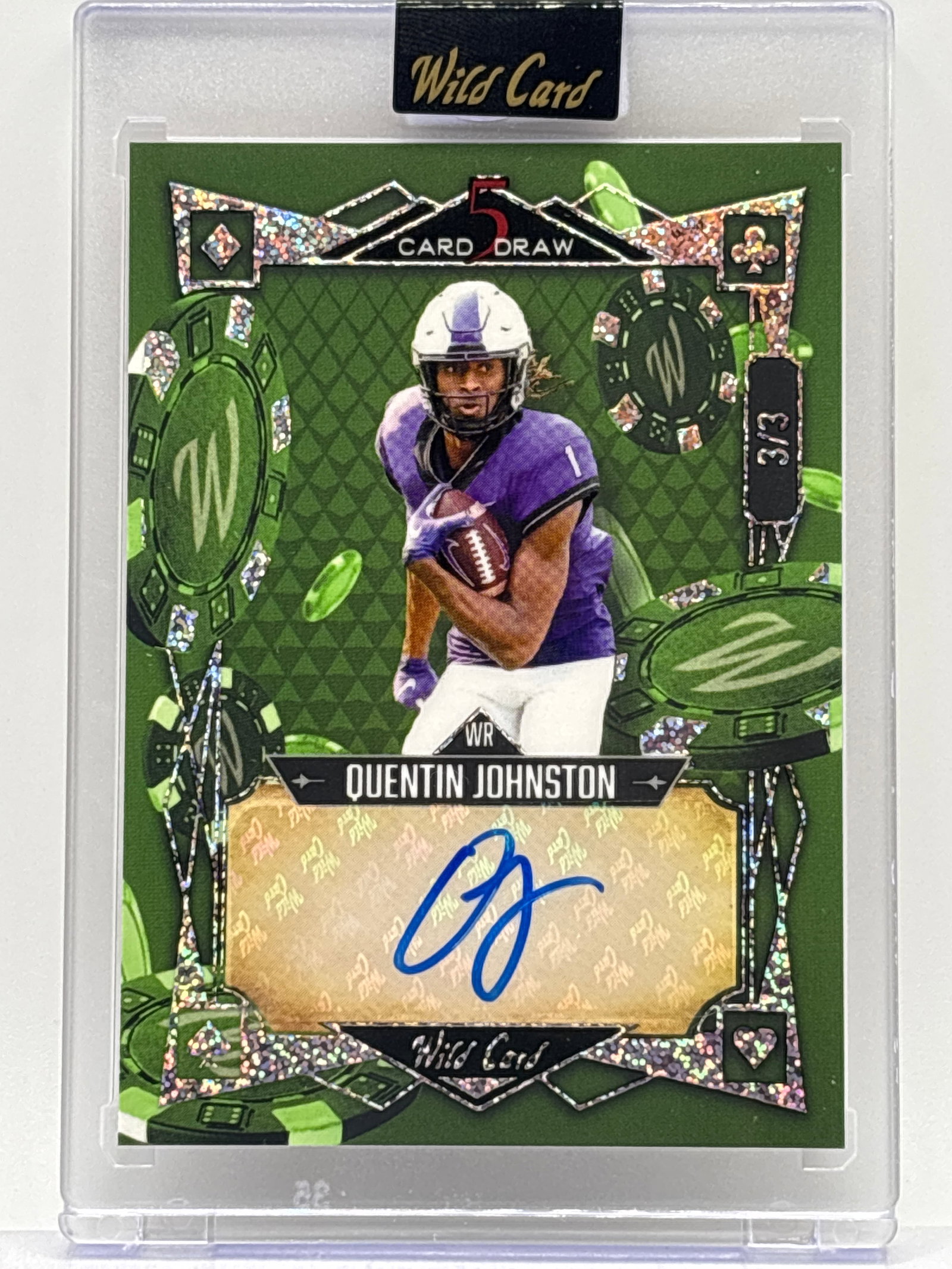 3/3!! 2023 WC 5 CARD DRAW QUENTIN JOHNSTON GREEN AUTOGRAPHED ROOKIE CARD: 3/3!! 2023 WC 5 CARD DRAW QUENTIN JOHNSTON GREEN AUTOGRAPHED ROOKIE CARD
