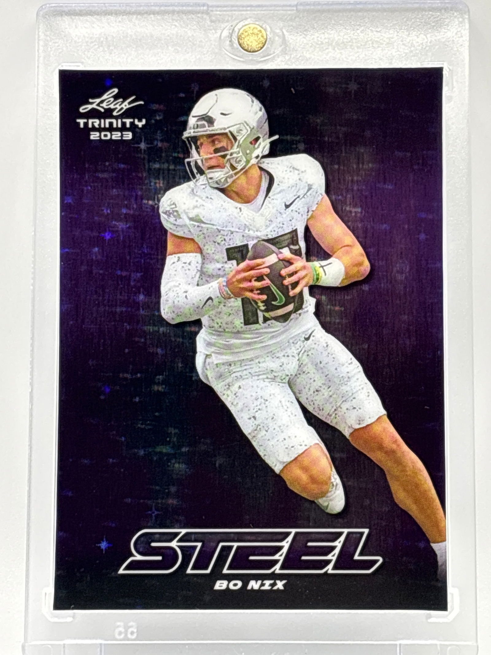 1/1!! LEAF TRINITY 2023 BO NIX PURPLE STARS STEEL 1/1 PRE-PRODUCTION PROOF (1 of 5)
