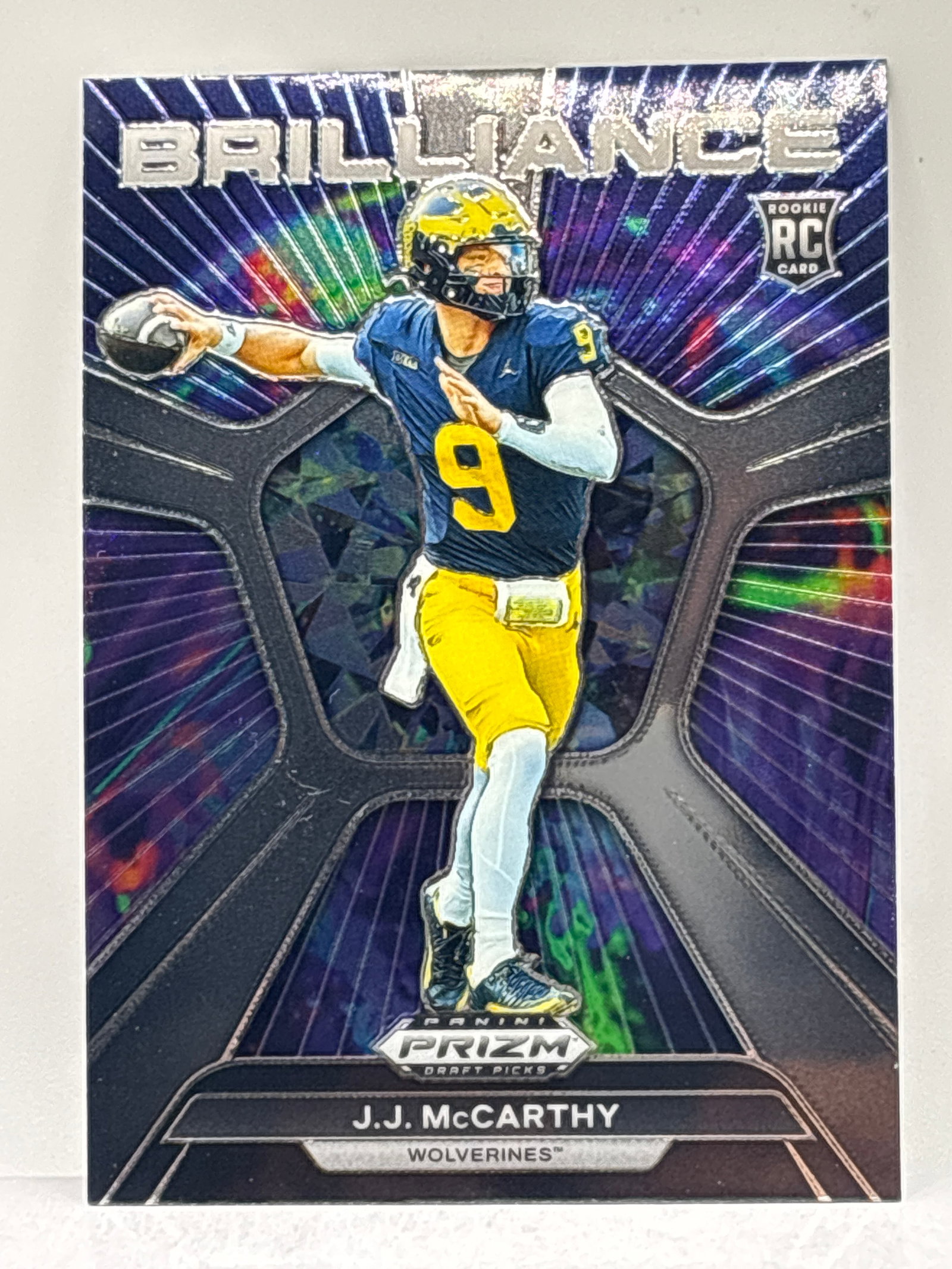 2024 PANINI PRIZM DRAFT PICKS JJ MCCARTHY BRILLIANCE ROOKIE CARD: 2024 PANINI PRIZM DRAFT PICKS JJ MCCARTHY BRILLIANCE ROOKIE CARD