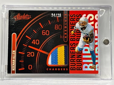 SUPER RARE 24/25!! 2022 PANINI ABSOLUTE BURNERS KEENAN ALLEN AUTHENTIC 4-COLOR MEMORABILIA PATCH