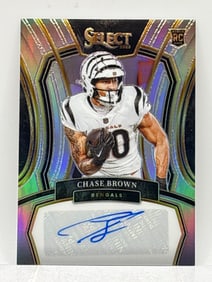 153/199!!  2023 PANINI SELECT CHASE BROWN AUTOGRAPHED SILVER PRIZM HOLO ROOKIE CARD