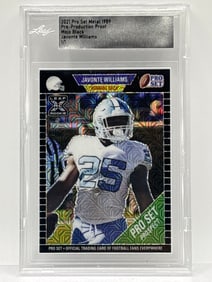 1/1!! 2021 PRO SET METAL 1989 JAVONTE WILLIAMS BLACK MOJO PRE-PRODUCTION PROOF PROSPECT ROOKIE CARD