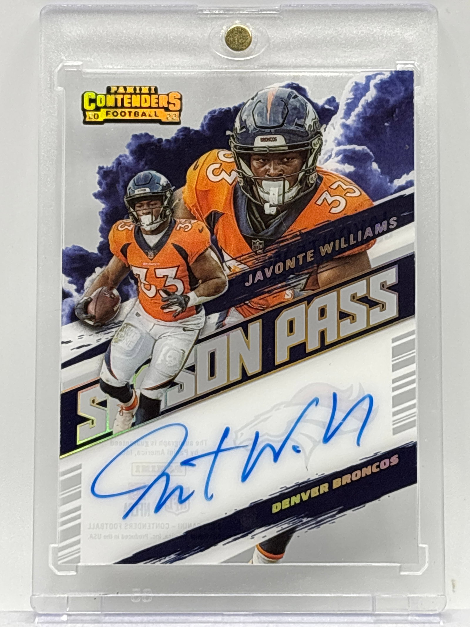 2022 PANINI CONTENDERS SEASON PASS JAVONTE WILLIAMS ON-CARD AUTOGRAPH: 2022 PANINI CONTENDERS SEASON PASS JAVONTE WILLIAMS ON-CARD AUTOGRAPH
