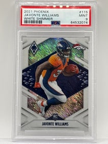 EXTREMELY RARE 2021 PANINI PHOENIX JAVONTE WILLIAMS WHITE SHIMMER SSP ROOKIE CARD GRADED PSA MINT 9