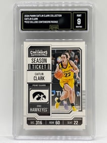 2024 PANINI CAITLIN CLARK COLLECTION CAITLIN CLARK COLLEGE CONTENDERS ROOKIE CARD GRADED GMA MINT 9