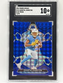 74/99!! 2024 PANINI MOSAIC QUENTIN JOHNSTON BLUE PRIZM HOLO GRADED SGC GEM MINT 10