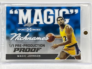 1/1!!  LEAF SPORTS HEROES NICKNAMES MAGIC JOHNSON “MAGIC” 1/1 PRE-PRODUCTION PROOF
