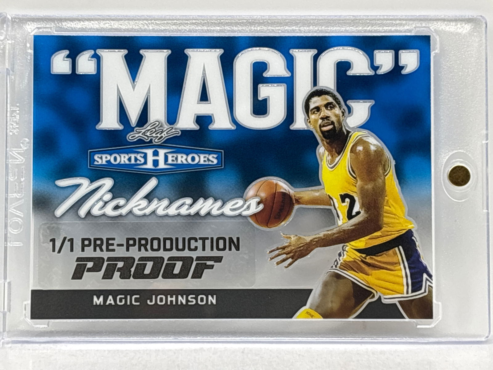 1/1!!  LEAF SPORTS HEROES NICKNAMES MAGIC JOHNSON “MAGIC” 1/1 PRE-PRODUCTION PROOF (1 of 3)