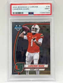 2024 BOWMAN UNIVERSITY CHROME CAMERON WARD ROOKIE CARD GRADED PSA MINT 9