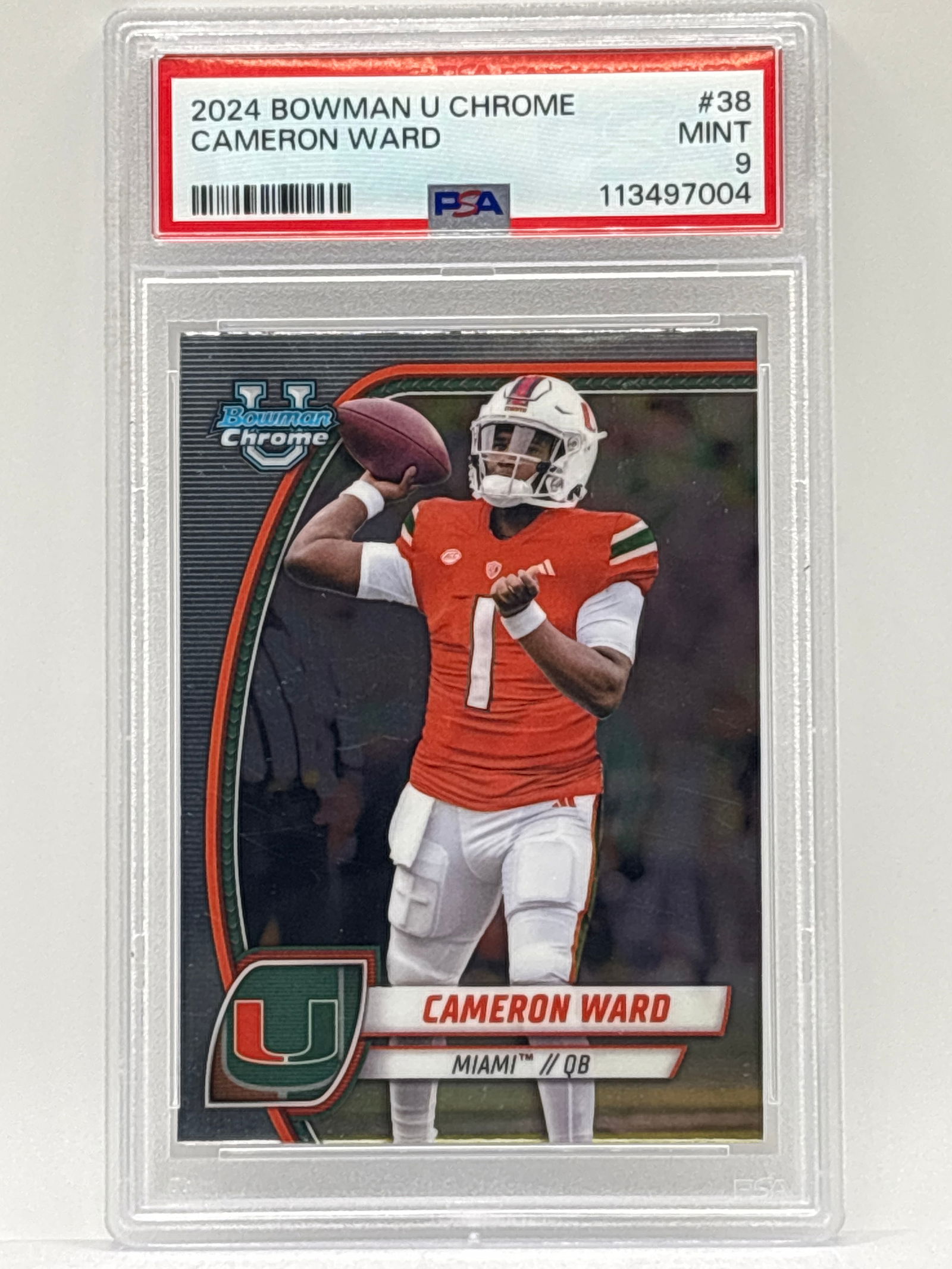 2024 BOWMAN UNIVERSITY CHROME CAMERON WARD ROOKIE CARD GRADED PSA MINT 9 (1 of 3)