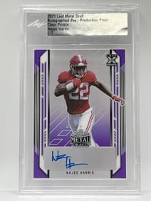 1/1!! 2021 LEAF METAL DRAFT NAJEE HARRIS CLEAR PURPLE AUTOGRAPHED 1/1 PRE-PRODUCTION ROOKIE CARD