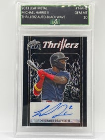 EXTREMELY RARE 9/9!! 2023 LEAF METAL MICHAEL HARRIS BLACK WAVE THRILLERZ AUTOGRAPHED RC GEM MINT 10