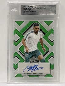 1/1!! 2022 LEAF METAL MATHEUS FERNANDES CLEAR GREEN AUTOGRAPHED PRE-PRODUCTION ROOKIE CARD