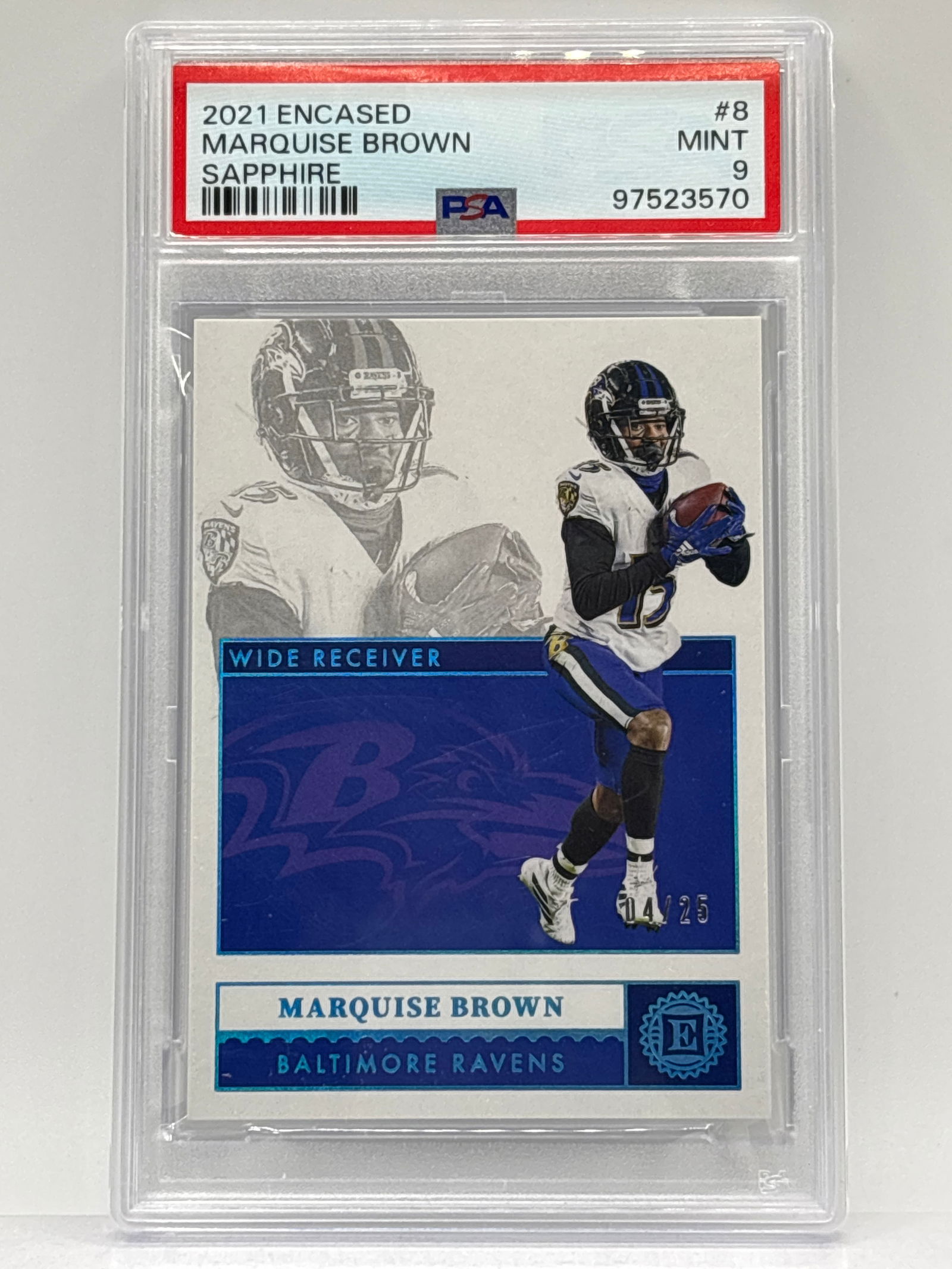 EXTREMELY RARE 14/25!! 2021 PANINI ENCASED MARQUISE BROWN SAPPHIRE GRADED PSA MINT 9: EXTREMELY RARE 14/25!! 2021 PANINI ENCASED MARQUISE BROWN SAPPHIRE GRADED PSA MINT 9
